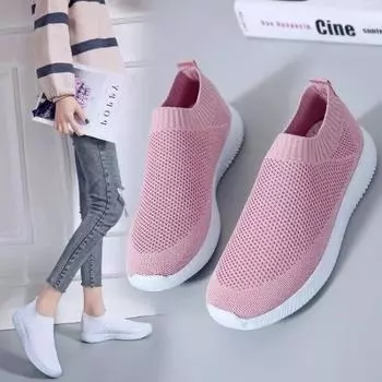 2024 Кроссовки на платформе из дышащей сетки для женщин, повседневная обувь унисекс с мягкой подошвой, суперлегкая и удобная спортивная обувь для пар 35 чёрный