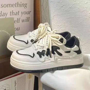 2024 Кроссовки женские черные розовые туфли на платформе весенние спортивные теннисные туфли плоские повседневные вулканизированные туфли женские туфли белые туфли для женщин 35 белый