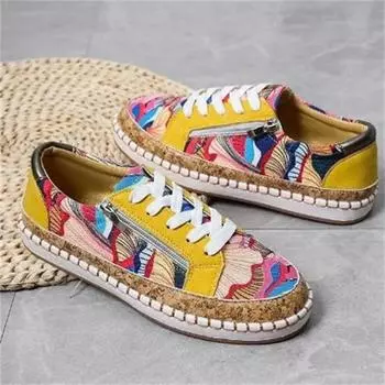 2024 Кроссовки женские женские вулканизированные туфли элегантные цветочные принтованные женские туфли на платформе на шнуровке модная женская повседневная обувь 36 синий