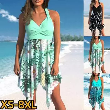 2024 купальники с модным принтом, пляжная одежда, летний женский купальный костюм, купальник с высокой талией, сексуальное монокини, женские танкини из двух предметов S чёрный