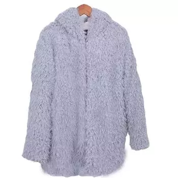 2024 Куртка из искусственного меха Модная куртка из искусственного меха с капюшоном S белый