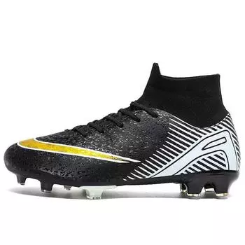 2024 large size football shoes men s high top long nails broken nails student artificial grass game training sports shoes 35