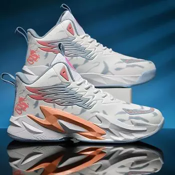 2024 leather basketball shoes men s shoes non-slip breathable sports shoes teenagers middle school students practical training shoes 35