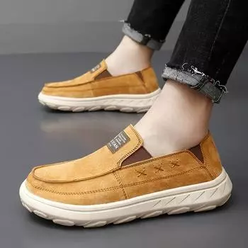 2024 Leather men retro style design loafers Comfortable soft sole casual shoes men wear casual leather shoes 41
