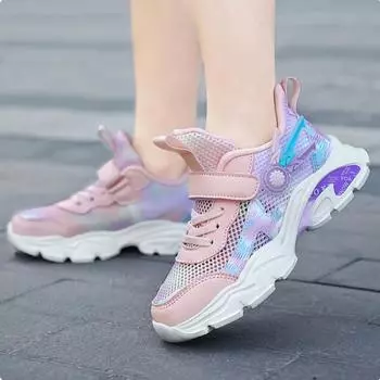 2024 Легкая детская повседневная обувь Летняя дышащая спортивная обувь для девочек Удобные кроссовки для мальчиков на открытом воздухе Сетка 28 розовый