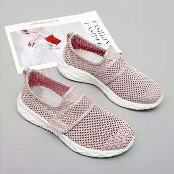 2024 Легкая повседневная обувь Мягкая подошва Женская обувь Кроссовки сетчатые дышащие мокасины без застежек Большие размеры 35-42 35 розовый