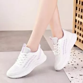 «2024 Легкие кроссовки Flyweave: Модная, удобная обувь для бега, фитнеса, танцев и отдыха на весну и осень». 40, single mesh белый