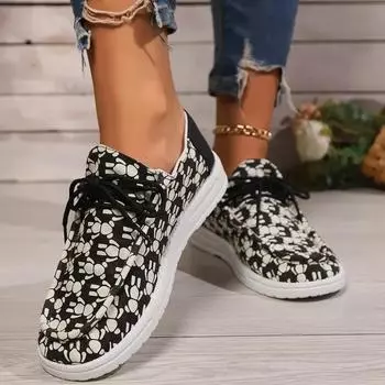 2024 легкие туфли для женщин на шнуровке женские туфли на плоской подошве для отдыха на открытом воздухе повседневные туфли на плоской подошве женские туфли с круглым носком и мягкой подошвой больших размеров для женщин 36 чёрный