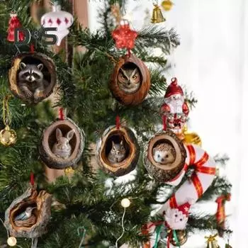 2024 Лесные животные украшения Адвент-календарь Акриловые животные Рождественская елка Подвесной декор 24-дневный календарь обратного отсчета 1 Set