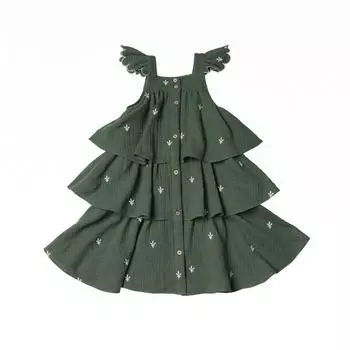 2024 летнее платье принцессы для девочек, платье без рукавов из органического хлопка, праздничное платье для девочек на день рождения 80