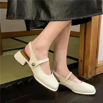2024 Летние элегантные женские босоножки, модные полые каблуки среднего размера, женские туфли для вечеринок с неглубоким квадратным носком, повседневные туфли, тонкий дизайн, новые 35 покинуть белый