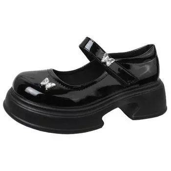 2024 Летние черные повседневные мокасины для женщин Туфли на платформе Кожаные удобные мокасины на танкетке Женские вулканизированные роскошные туфли 35 чёрный