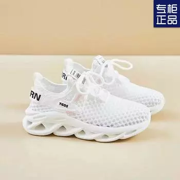 2024 Летние дышащие тонкие универсальные сетчатые спортивные кроссовки для отдыха с полой легкой амортизирующей сеткой для бега Tide Shoes 35 белый