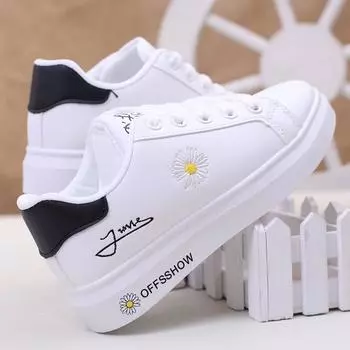 2024 летние и осенние маленькие белые туфли для студенток, дышащая повседневная обувь, маленькая спортивная обувь Daisy и туфли 28 чёрный