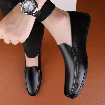 2024 Летние классические черные/серые мужские туфли из коровьей кожи, модные мужские весенние удобные нескользящие туфли для вождения с мягкой подошвой 37 серый