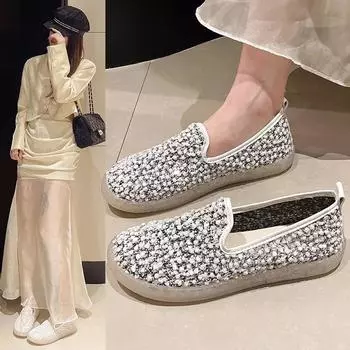 2024 Летние кожаные мокасины для женщин из натуральной коровьей кожи. Повседневная обувь с мягкой подошвой. Дышащие повседневные туфли без застежек. 35 чёрный