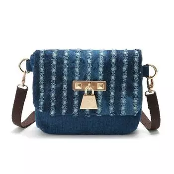 2024 летние милые уличные повседневные джинсовые сумки через плечо для девочек, женские повседневные сумки-мессенджеры с клапаном About 18cm 6cm 15cm темно-синий