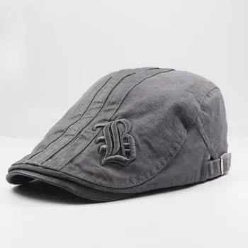 2024 летние модные мужские береты, плоская шляпа, хлопковые кепки с вышивкой, винтажные повседневные береты на плоской подошве для мужчин, регулируемые чёрный