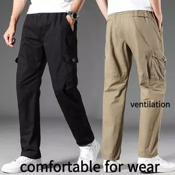 2024 летние мужские брюки-карго, новые модные тонкие однотонные повседневные брюки-карго в стиле ретро, свободные повседневные потертые брюки-карго большого размера