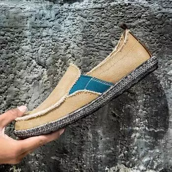 2024 Летние мужские парусиновые туфли Повседневная обувь с вентиляцией Мужские мокасины Удобная сверхлегкая повседневная обувь US 6.5(EUR 39) абрикосовый