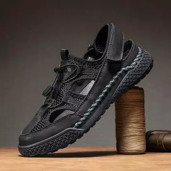 2024 Летние мужские сандалии для отдыха на открытом воздухе Черные пляжные шлепанцы Мужские тапочки Нескользящие Легкие балетки Повседневная обувь Zapatos Hombre 38 чёрный