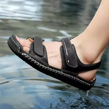 2024 летние мужские сандалии, уличные износостойкие удобные нескользящие повседневные пляжные туфли с плоским дном, сару, пляжная обувь с носком, мужские сандалии 38