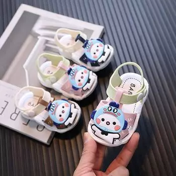 2024 летние новые детские сандалии для детей 0-1-2 лет, обувь для малышей, нескользящие сандалии Bao для мальчиков и девочек, детские сандалии 16 розовый