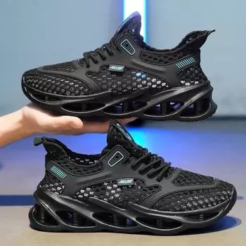 2024 летние новые летающие плетеные большие сетчатые спортивные кроссовки пустые дышащие повседневные спортивные кроссовки популярные мужские кроссовки 39 синий