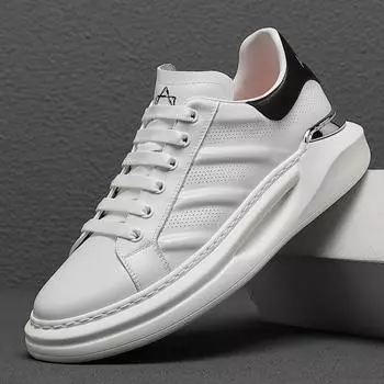2024 летние новые маленькие белые туфли мужские кожаные универсальные туфли из коровьей кожи первого слоя легкие высококачественные туфли для спорта и отдыха мужские трендовые 38 белый
