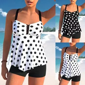 2024 летние новые модные купальники с принтом, женские сексуальные купальники с высокой талией, женские купальники из двух частей, танкини, купальники, пляжная одежда S чёрный