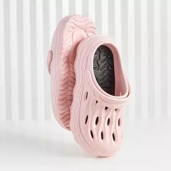 2024 летние новые мужские и женские универсальные туфли с дырочками, увеличивающие рост, противоскользящие, износостойкие, дышащие пляжные тапочки на толстой подошве 36-37 розовый