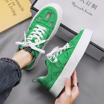 2024 летние новые мужские низкие рваные парусиновые повседневные модные дышащие удобные туфли для нищих студентов 39