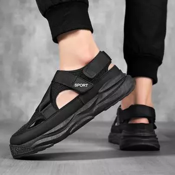 2024 летние новые мужские сандалии большого размера, модные сандалии на платформе, тапочки, сандалии большого размера Plataforma 36-45 39 чёрный