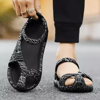 2024 летние новые мужские соломенные тапочки для улицы, пляжная обувь большого размера, дышащие тапочки для холодной погоды в прямом эфире 36