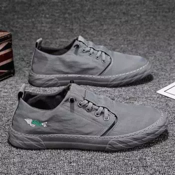 2024 летние новые мужские туфли для досок, молодежная повседневная повседневная тканевая обувь, дышащие одинарные туфли 39 серый