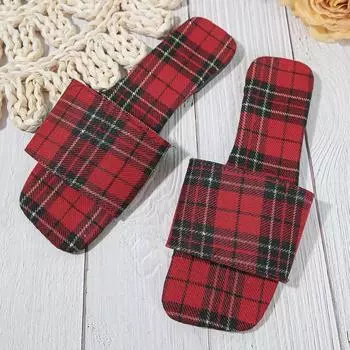 2024 летние новые ретро старые цветочные тапочки с квадратным носком и плоским дном, женские тапочки с одним словом, большие размеры, пляжные классные тапочки 36 хаки