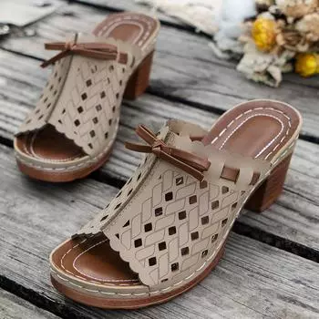 2024 летние новые сандалии с открытым носком женские нескользящие тапочки на толстом каблуке 43 36 синий