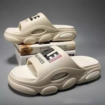 2024 летние новые тапочки, мужские модные нескользящие прочные внешние носимые тапочки из ЭВА на толстой подошве, пляжные сандалии для пар 38-39 белый