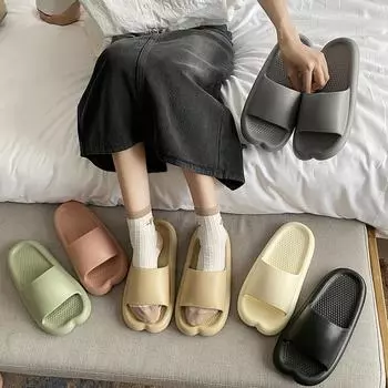 2024 летние новые женские тапочки, водонепроницаемые, простые, противоскользящие, износостойкие модные тапочки для дома и улицы 36-37 жёлтый