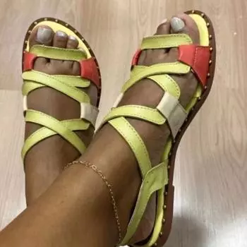 2024 Летние плоские сандалии женские Cross Casual Sandal Women Outside The Beach 35 чёрный