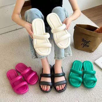 2024 летние тапочки для девочек, удобные, нескользящие, износостойкие модные домашние простые тапочки на мягкой подошве 36-37 белый