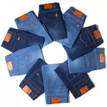 2024 Летние тонкие эластичные брюки мужские джинсы прямые повседневные брюки пять четвертей 28