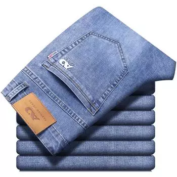 2024 Летние тонкие джинсы мужские прямые свободные эластичные универсальные деловые повседневные брюки 28