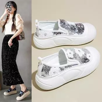 2024 летние удобные белые туфли, женская обувь с толстой подошвой и баской, повседневные спортивные туфли ZY-XFL50 35