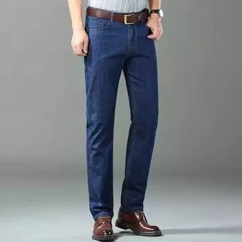 2024 Летние ультратонкие джинсы Tencel для мужчин, свободные прямые, удобные и универсальные джинсы для мужчин 28 светло-синий