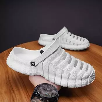 2024 летние уличные туфли для пляжа с двумя носками, дышащие сандалии на толстой подошве, тапочки для ходьбы по ручью, сандалии с мешком для головы для мужчин 40-41 чёрный