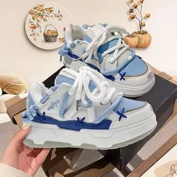 2024 летние женские массивные кроссовки Design Bread Shoes Platform Comfortable Fashion Sports Shoes for Women Zapatillas De Mujer 36 чёрный