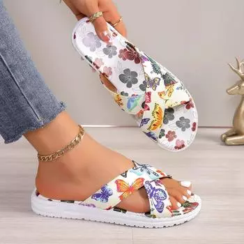 2024 Летние женские модные уличные тапочки Модные феи Ветровые сандалии Круглый носок Винтажные повседневные пляжные шлепанцы Размер 43 36 красный