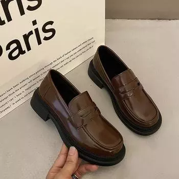 2024 летние женские новые модные однотонные туфли Мэри Джейн в стиле ретро с круглым носком, повседневные женские туфли на высоком каблуке для покупок, Zapatos Mujer 35 чёрный