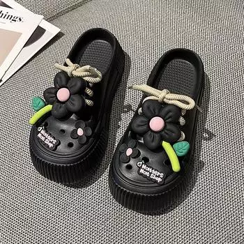 2024 летние женские новые сандалии, уличные пляжные тапочки, обувь без шнурков, обувь с закрытым носком 36 белый